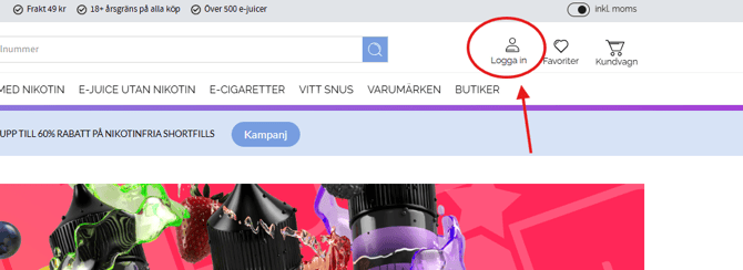 logga in hemsidan